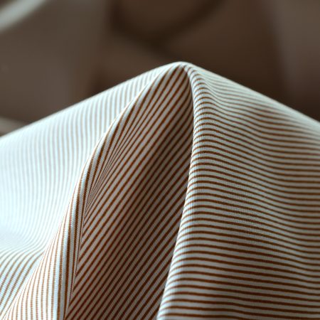 Cotton Blend, Stripes, Brilliant White&Tiramisu