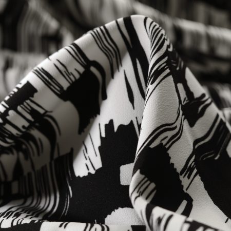 Crêpe, Viscose, Printed, Raven Black&Snow White