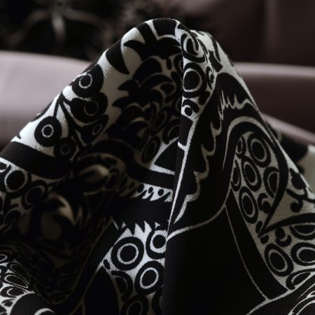 Crêpe, Viscose, Printed, Opal Gray&Brilliant White