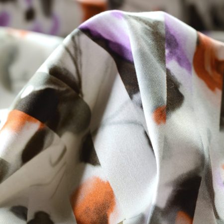 Satin, Cotton Elastic, Printed, Mandarin&Lilac