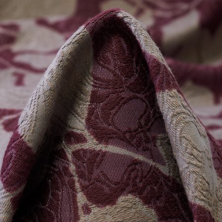 Jacquard, Cotton Elastic, Floral, Port Royal&Taupe