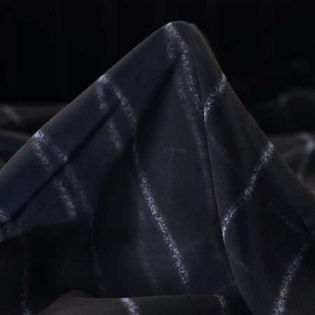 Chiffon, Stripes, Printed, Raven Black&Brilliant White