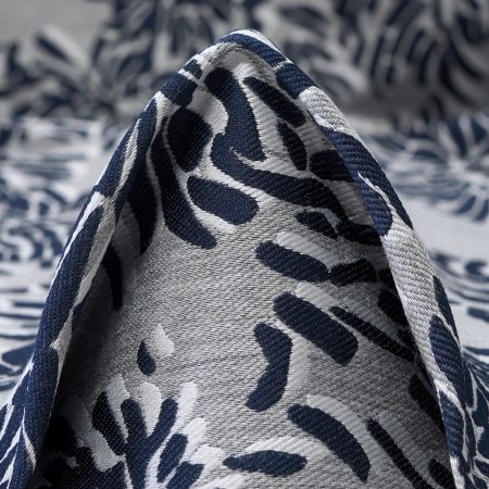 Jacquard, Viscose, Floral, Midnight Blue&Silver Gray