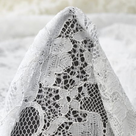 Lace, Viscose Blend, Floral, Lucent White