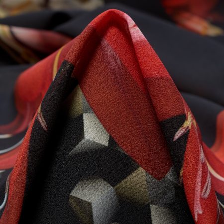 Crêpe De Chine, Floral, Black Sand&Lava Falls