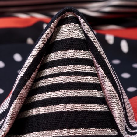 Jacquard, Jersey, Cotton, Savvy Red&Raven Black