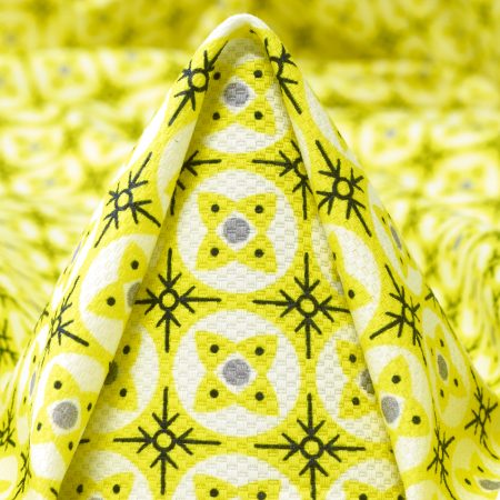 Piqué, Cotton Elastic, Printed, Golden Kiwi