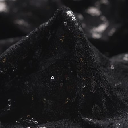Lace, Sequin, Viscose Blend, Raven Black