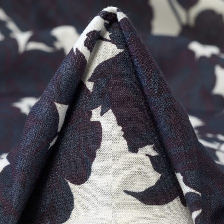 Jersey, Cotton, Floral, Denim