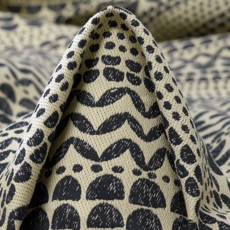 Jacquard Double, Cotton, Elastic, Ivory&Graphite