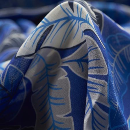 Silk, Crêpe De Chine, Printed, Lapis Blue
