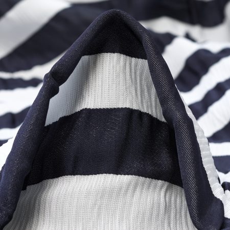 Viscose Blend, Seersucker, Block Stripes, Midnight Blue&White