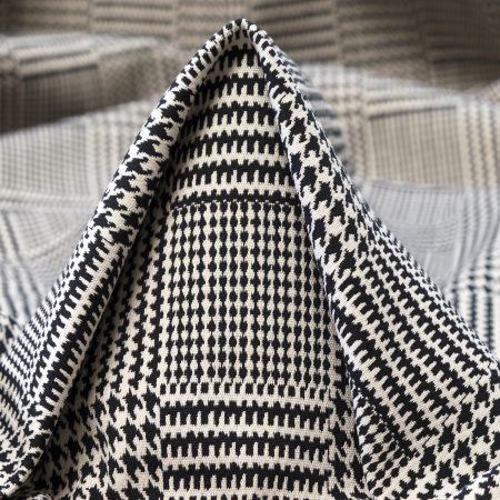 Jacquard, Cotton Elastic, Glencheck, Black&Ivory