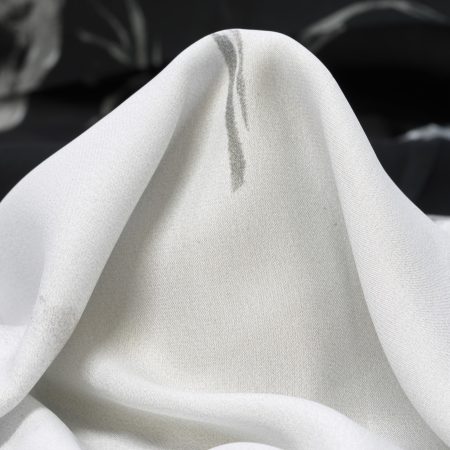 Chiffon, Printed, Floral, Raven Black&Brilliant White