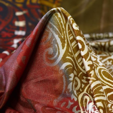 Single Jersey, Paisley, Burnt Olive&Raspberry