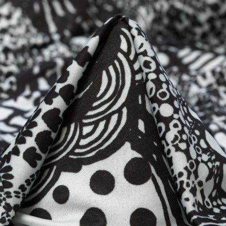Single Jersey, Printed, Black&Snow White