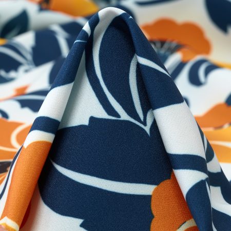 Crêpe, Floral, Saxony Blue