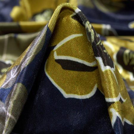 Velvet, Printed, Mustard Gold
