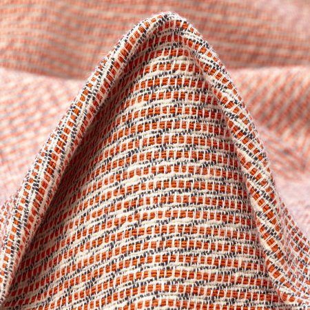 Cotton, Stripes, Vibrant Orange&Snow White