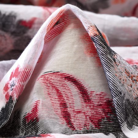 Fil Coupé, Organza, Floral, Papaya&Lipstick