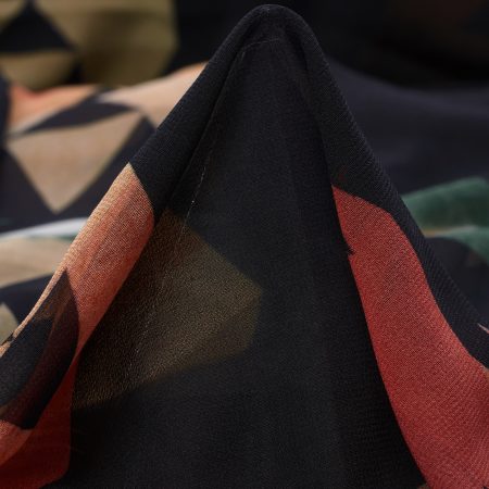 Crêpe, Printed, Transparent, Raven Black&Hot Fudge