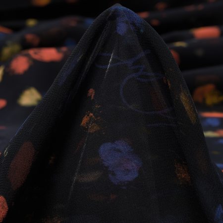 Crêpe, Printed, Transparent, Blue Nights&Deep Sea Coral