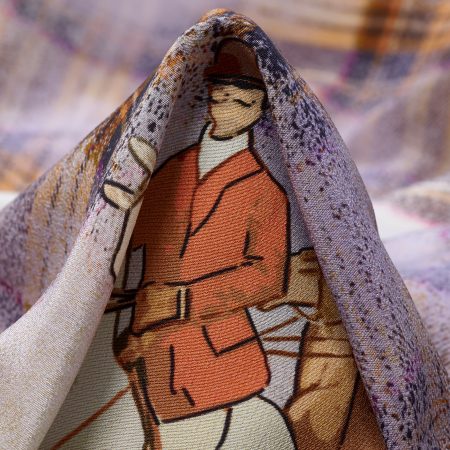 Crêpe, Silk, Printed, Lavender Fog&Praline