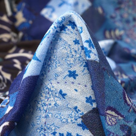 Single Jersey, Wool, Printed, Vivid Blue