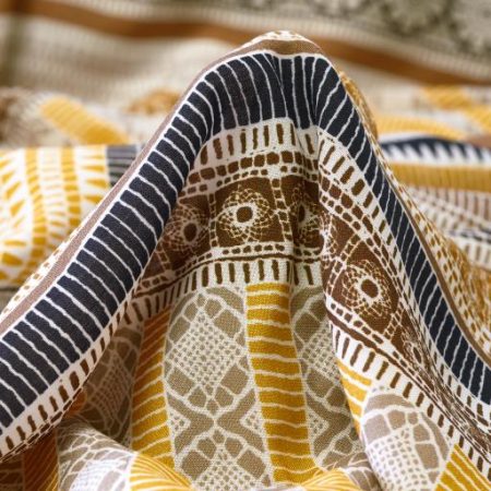 Voile, Viscose, Printed, Biscuit