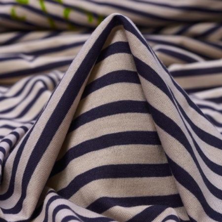 Single Jersey, Viscose, Stripes, Denim&Ivory