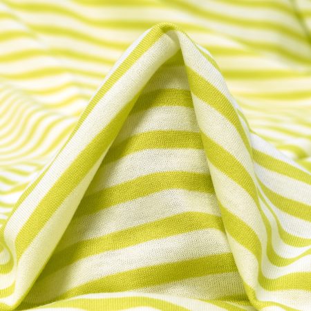 Single Jersey, Viscose, Stripes, Acid Lime&Snow White