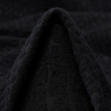 Jacquard, Wool, Viscose Blend, Raven Black