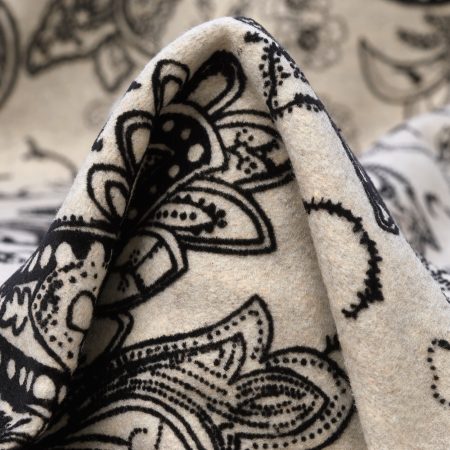 Velour, Wool, Flock Printed, Oyster