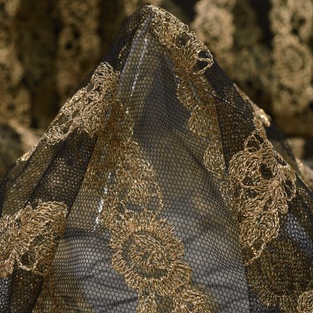 Lace, Polyamid, Stripes, Raven Black&Red Gold