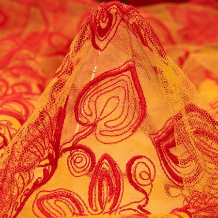 Cotton, Tulle, Floral, Golden Cream&Lipstick