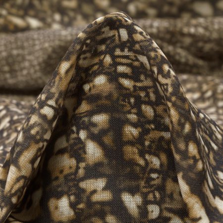 Crêpe, Virgin Wool, Printed, Dark Olive