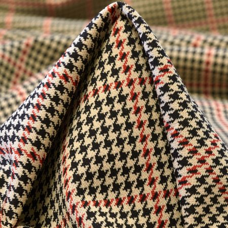 Jersey, Jacquard, Houndstooth, Cherry Tomato&Ivory