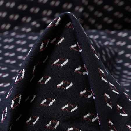 Jacquard, Cotton, Elastic, Ruby Wine&Raven Black