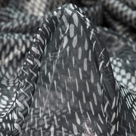 Silk, Chiffon, Printed, Black Sand