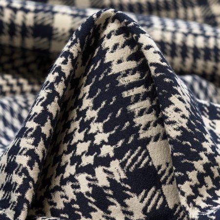 Jacquard, Cotton Elastic, Glencheck, Midnight Blue&Ivory