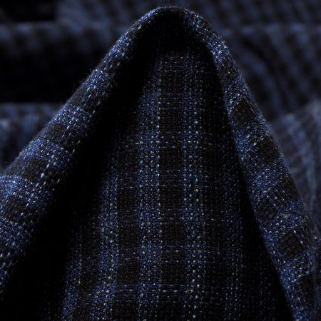 Luxury Wool, Cotton, Check, Deep Cobalt