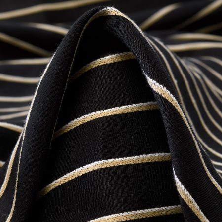Linen, Viscose, Stripes, Raven Black