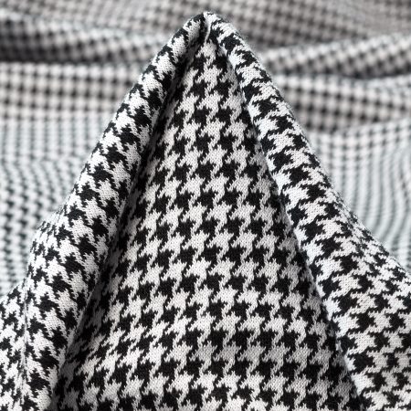 Jersey, Jacquard, Houndstooth, Black&Brilliant White