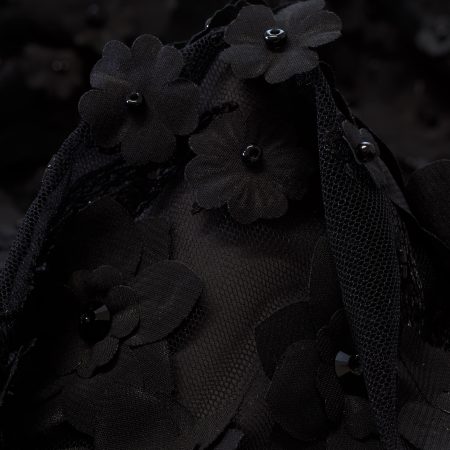 Tulle, Embroidered, Floral, Jet Black
