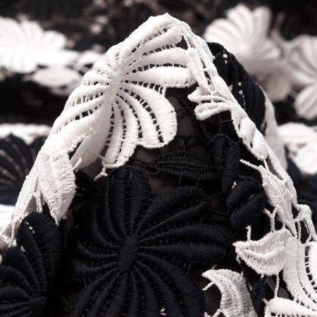 Lace, Floral, Raven Black&Brilliant White