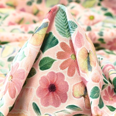 Crêpe, Viscose, Printed, Blushing Bride