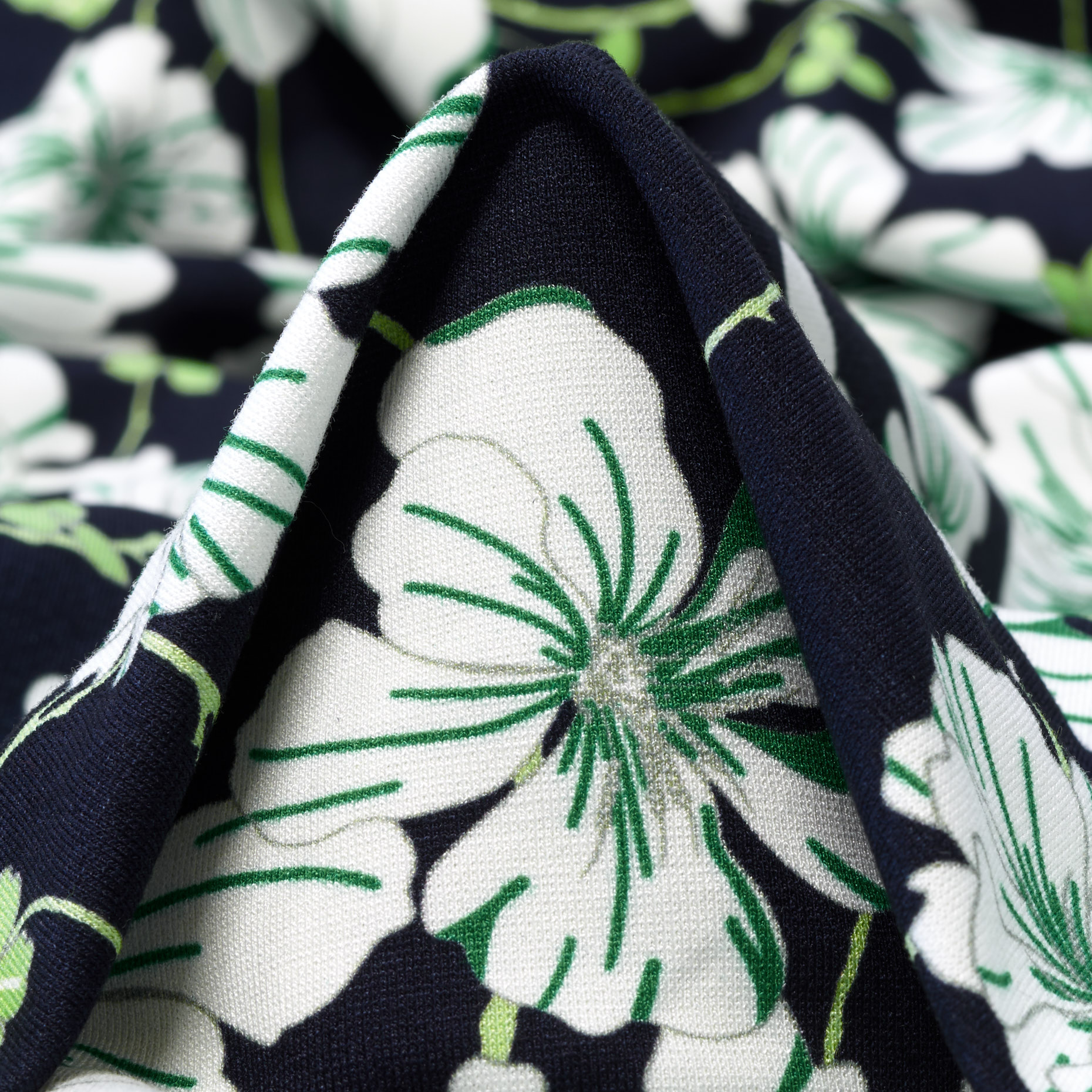 Jersey, Viscose, Floral, Midnight Blue&Emerald