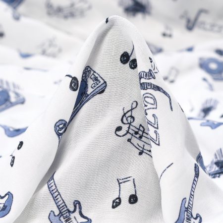 Viscose, Printed, Zen Blue