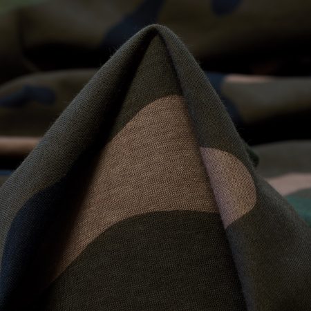 Single Jersey, Cotton, Camouflage, Burnt Olive