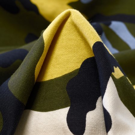 Jersey, Cotton, Camouflage, Canary Bird&Merlot